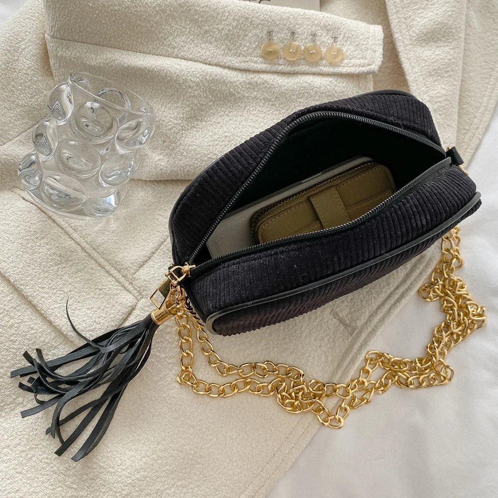 Chain Crossbody Bag Zipper Satchels Shoulder Bag
