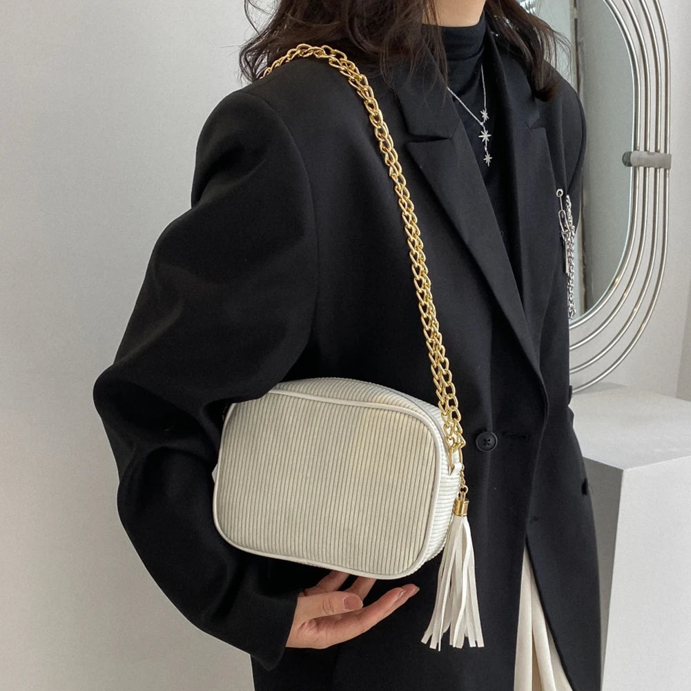 Chain Crossbody Bag Zipper Satchels Shoulder Bag