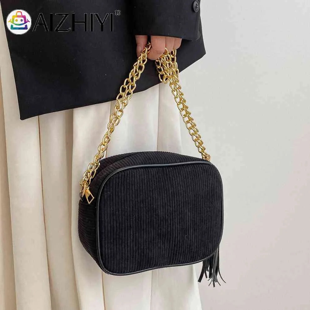 Tassel Crossbody Bag Chain Female Casual Zipper Portable for Weekend Vacation