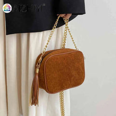 Tassel Crossbody Bag Chain Female Casual Zipper Portable for Weekend Vacation