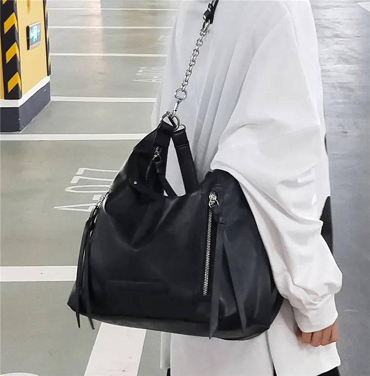 Tassel Women Handbag Chain Shoulder Bag PU Leather Crossbody Bags Totes