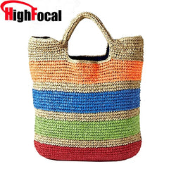 Tasselled Colorful Straw Bag Women Crochet Summer Beach Bag