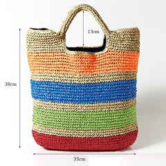 Tasselled Colorful Straw Bag Women Crochet Summer Beach Bag