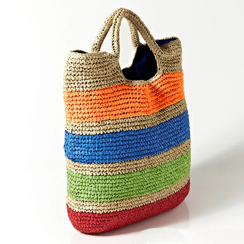 Tasselled Colorful Straw Bag Women Crochet Summer Beach Bag