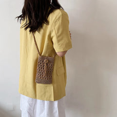 Women's Straw Rope Messenger Bag Tassels Small Crossbody Hand Woven Purse