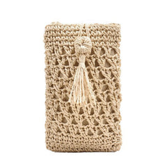 Tassels Straw Rope Messenger Bag for Women Hollow Out Crossbody Phone Purse