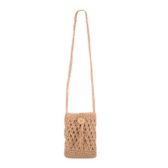 Tassels Straw Rope Women Purse Woven Small Crossbody Mobile Phone Bag