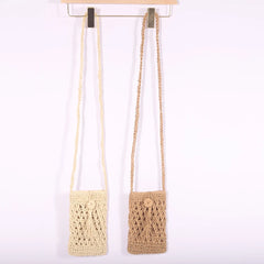 Tassels Straw Rope Women Purse Woven Small Crossbody Mobile Phone Bag