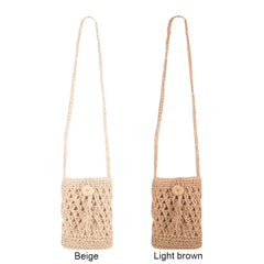 Tassels Straw Rope Women Purse Woven Small Crossbody Mobile Phone Bag