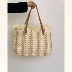 Tassels Shoulder Bags Large Capacity Woven Canvas Bag OL Daily Casual Totes