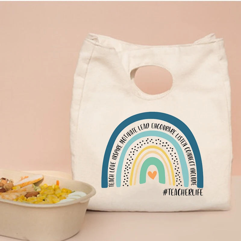 Rainbow Cooler Lunch Bag Women Handbags Insulated Breakfast Box