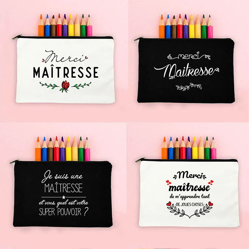 French Print Storage Bags Pencil Case Large Purses Travel Wash Pouch