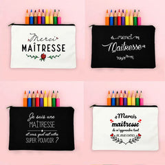 French Print Storage Bags Pencil Case Large Purses Travel Wash Pouch