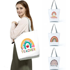 Teacher's Printed Tote Bag Outdoor Portable Women Shoulder Bag