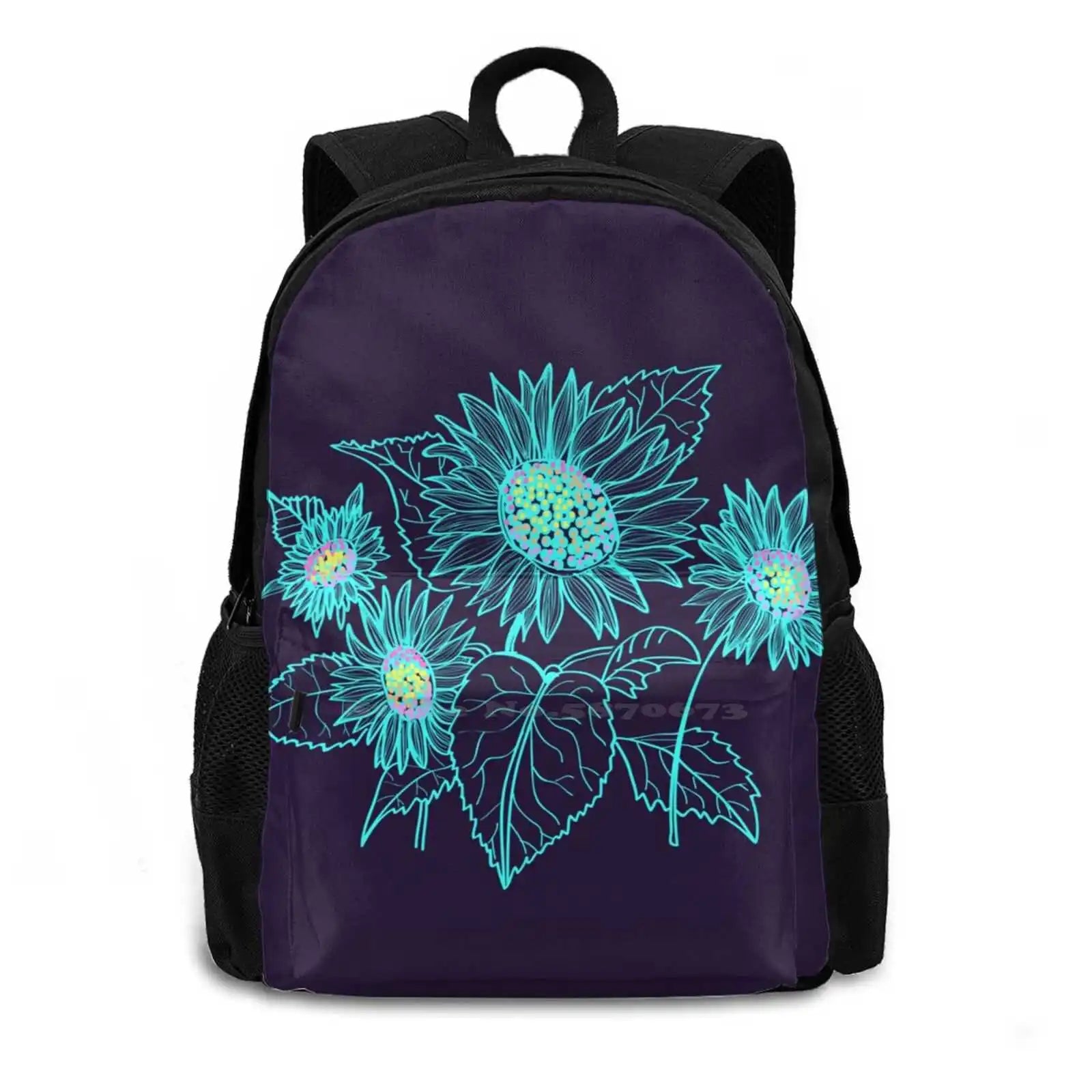 Teal Sunflowers Teen College Student Backpack Laptop Travel Bags