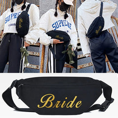 Team Bride Print Fanny Pack Waist Bag Travel Bum Chest Bag Phone Zipper Pouch