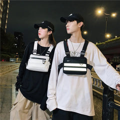 Reflective Tactical Vest Chest Bag Streetwear Hip Hop Crossbody Pack