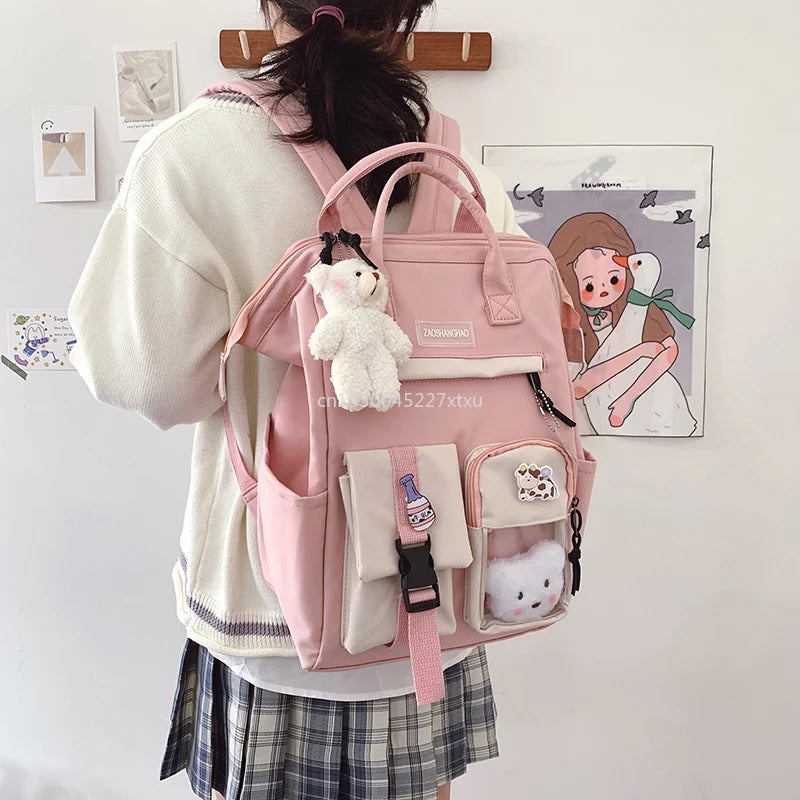 Pastel Teddy Bear Backpack for Teenage Girl