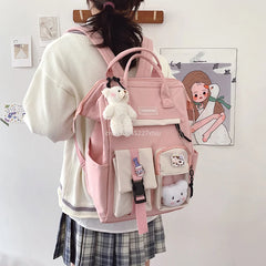 Pastel Teddy Bear Backpack for Teenage Girl