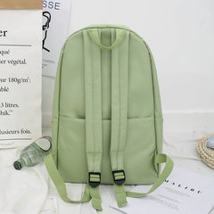 Green Daisy Embroidery Canvas Backpack for Girls