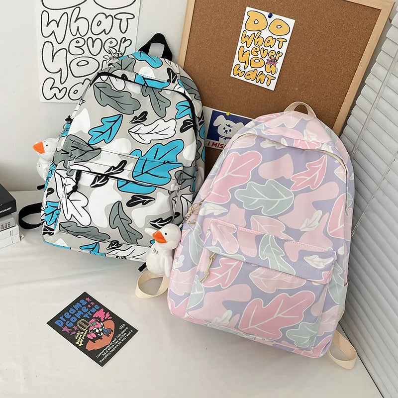 Harajuku Backpack for Girls Plaid Bookbag Canvas Laptop School Bag