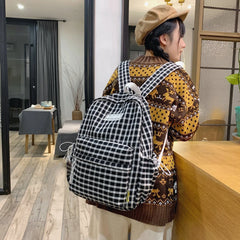 Teen School Bag for Girls Backpack Women Plaid Bookbag Middle Student Schoolbag