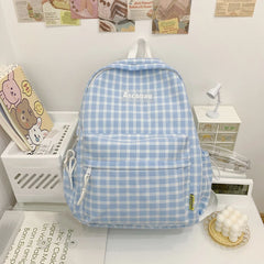 Teen School Bag for Girls Backpack Women Plaid Bookbag Middle Student Schoolbag