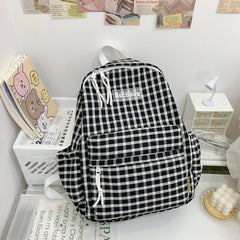 Teen School Bag for Girls Backpack Women Plaid Bookbag Middle Student Schoolbag