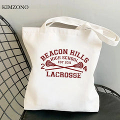 Teen Wolf Canvas Tote Bag Grocery Shopping Handbag Shopper Foldable