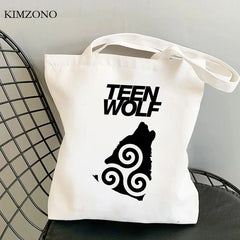Teen Wolf Canvas Tote Bag Grocery Shopping Handbag Shopper Foldable