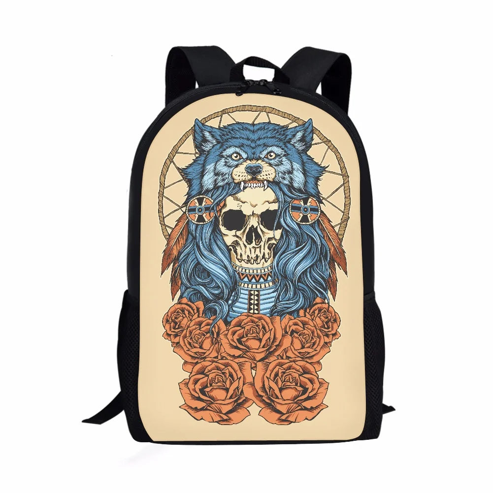 Skull 3D Print Schoolbag Large Shoulder Backpack