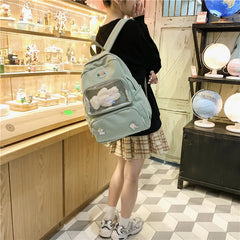 Teenage Girl Oxford Backpack Student Large Capacity Transparent Backpack