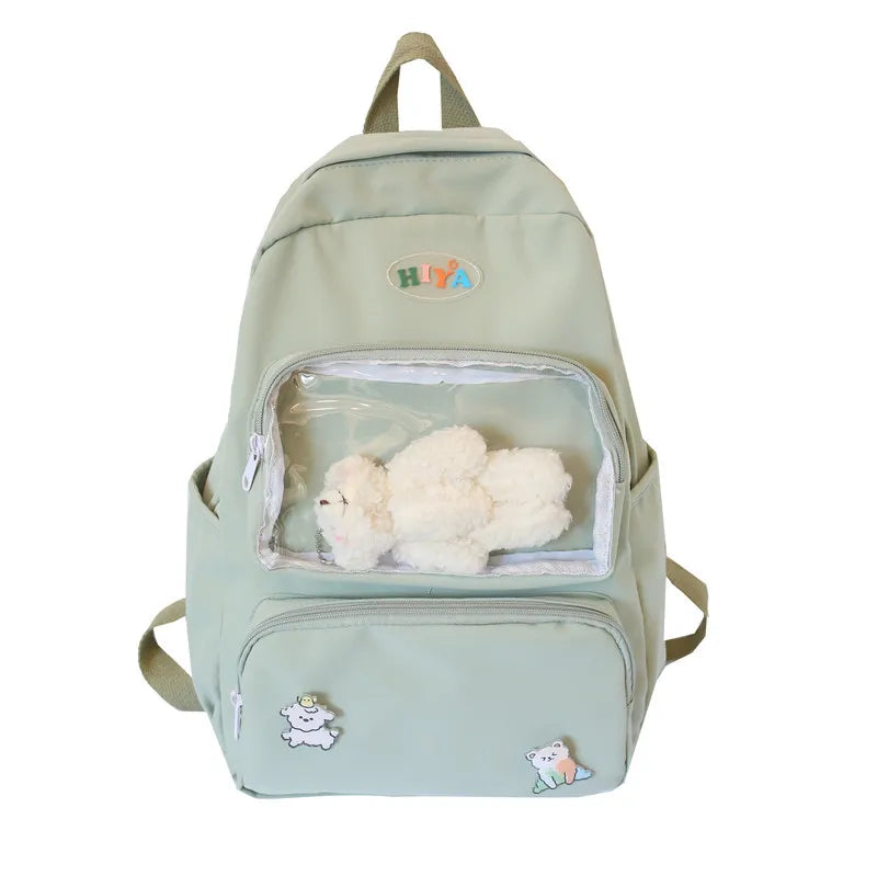 Teenage Girl Oxford Backpack Student Large Capacity Transparent Backpack