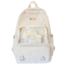 Teenage Girl Oxford Backpack Student Large Capacity Transparent Backpack