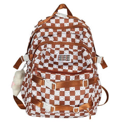 Teen Girls School Backpack Large Capacity Laptop Bag Plaid Daypack