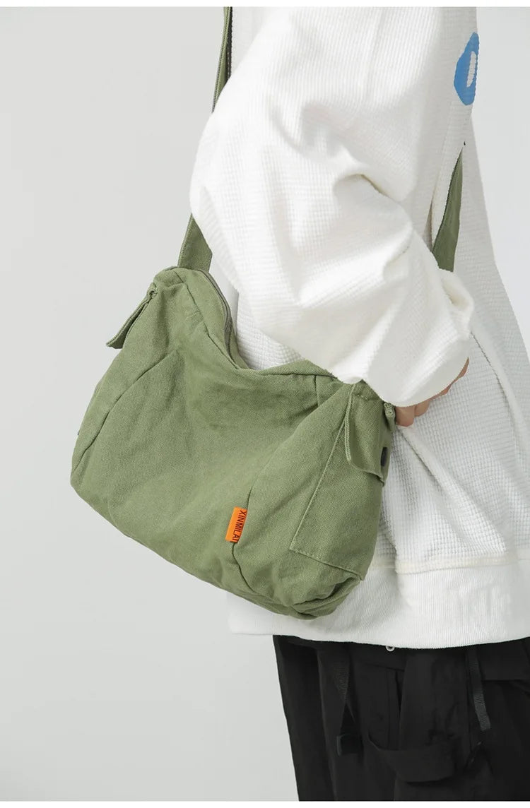 Teenager Canvas Sling Hobo Bag 90s Y2K Grunge Ita Medium Size Pouch