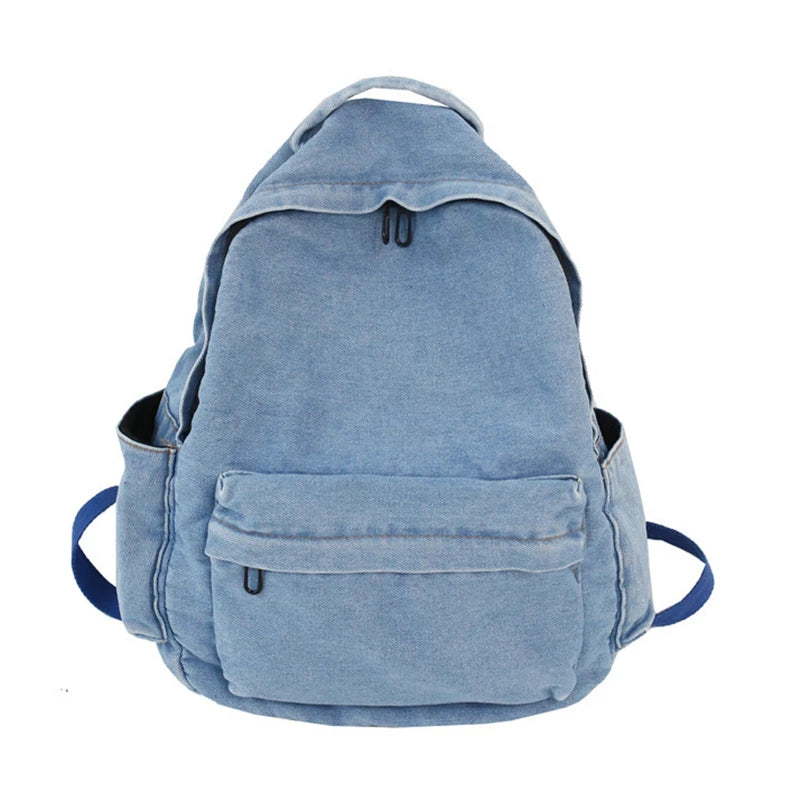Teenager Denim School Book Backpack Female Retro Jeans Laptop Knapsack