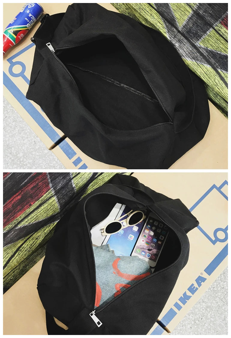 Teenager Ecology Cotton Fabric Side Sling Slouch Bag Youth School Shoulder Bag
