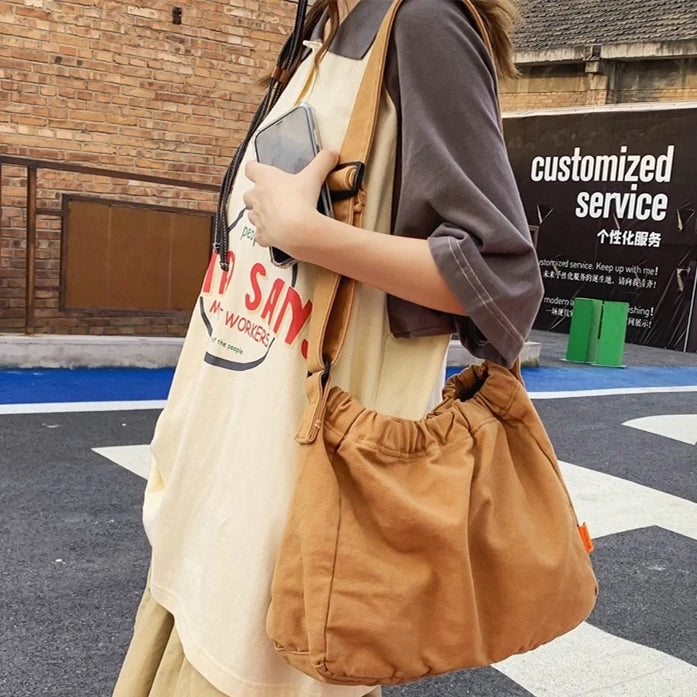 Y2K Teen Canvas Hobo Shoulder Bag Medium Size Pouch