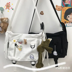 Teen Girls Canvas Shoulder Bags Harajuku Retro Men Messenger Bag Large Capacity