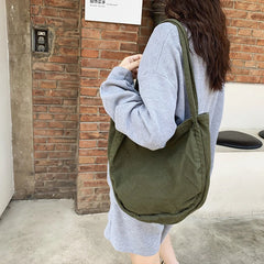 Teen Medium Canvas Hobo Bag Y2K Korea Ins Minimalist Fabric Underarm Pouch