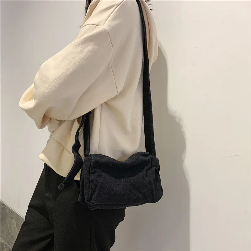 Teenager Canvas Shoulder Bag Girls Handbag Crossbody Travel Sling Messenger