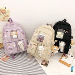 Girls Nylon Multi-pocket Backpack Lightweight Large Capacity Travel Backpack