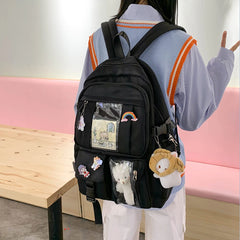 Girls Nylon Multi-pocket Backpack Lightweight Large Capacity Travel Backpack