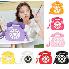 Telephone Shape Shoulder Crossbody Bag PU Leather Tote Messenger Bolsa