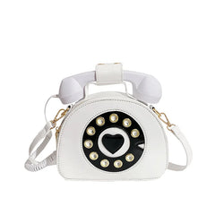 Telephone Shape Shoulder Crossbody Bag PU Leather Tote Messenger Bolsa