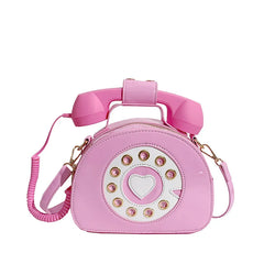 Pink Telephone Shape Shoulder Bag Patent Leather Tote