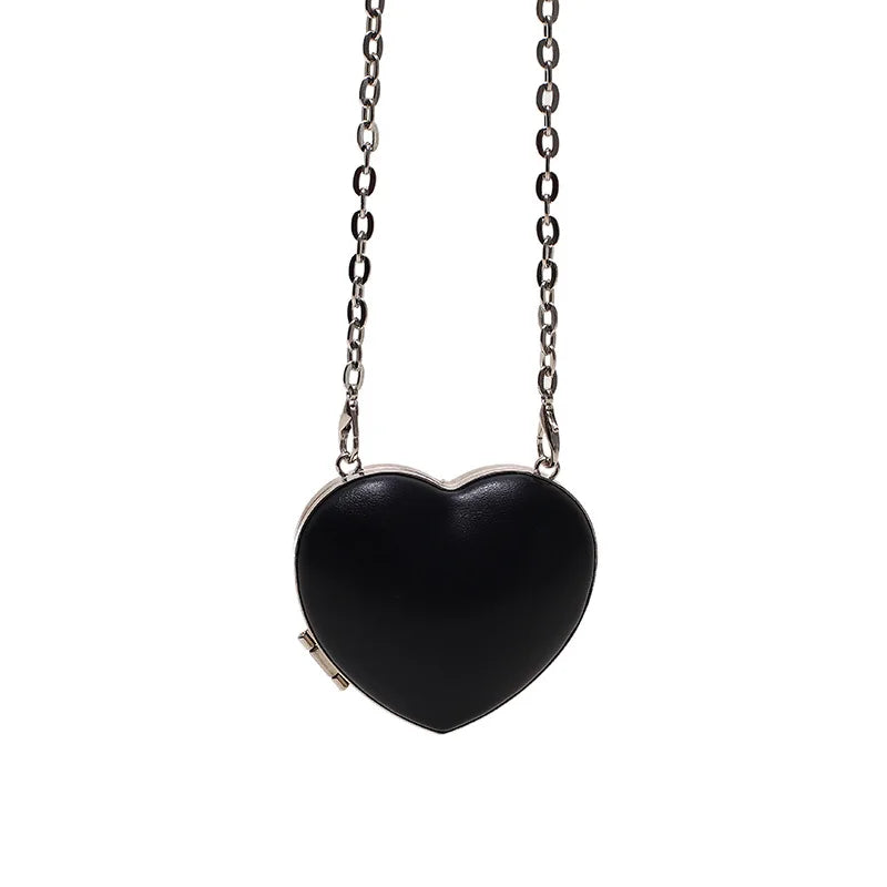Heart Shape Mini Shoulder Bag PU Leather Women's Gift Chain Crossbody Bag