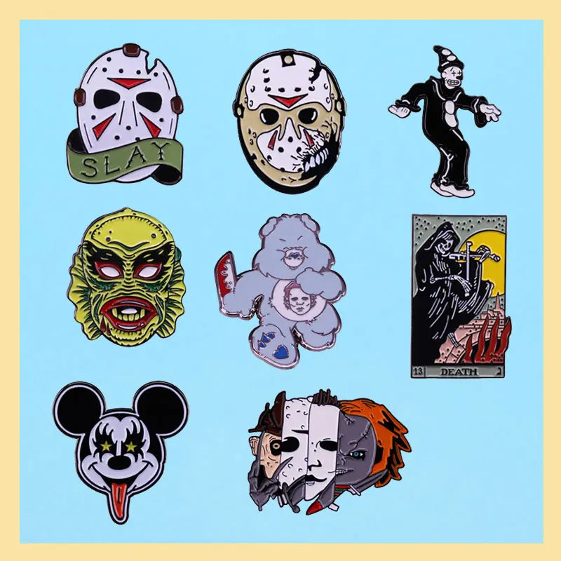 Movie Metal Brooch Lapel Accessories Gothic Thriller Halloween Gift Pin