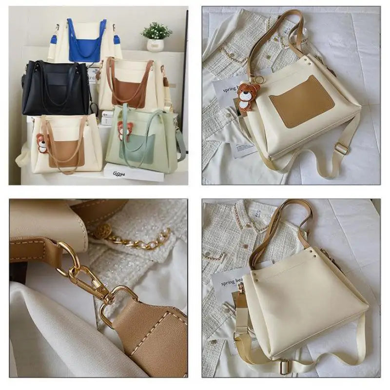 Leather Shoulder Bags Women Handbags High Quality Messenger Bucket